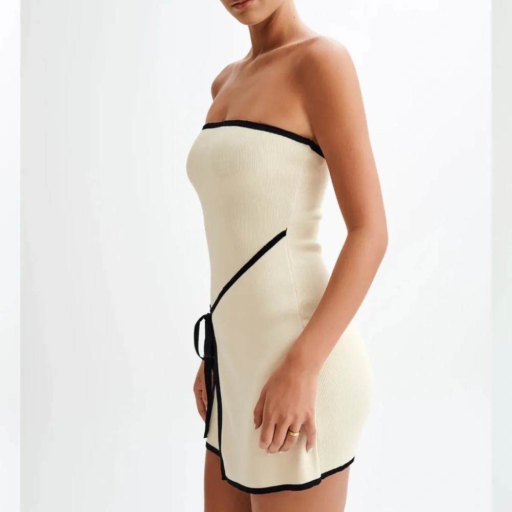 Meshki Rian Strapless Knit Mini Dress - Cream - Picture 2 of 7